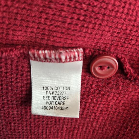 Sonoma Men's Thermal Henley 2XL Burgundy Waffle Knit 3 Button Look and Bundle - Picture 5 of 10